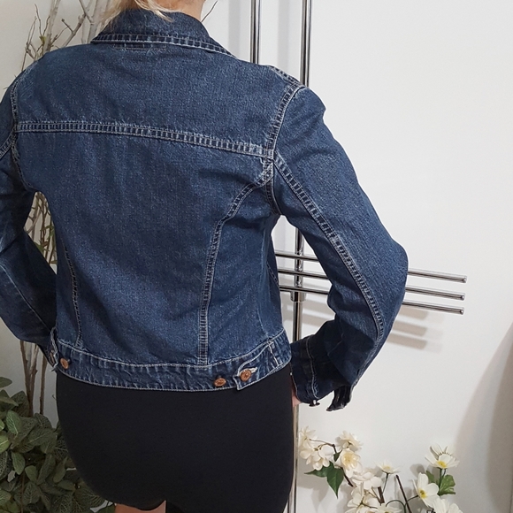VTG 90's-Y2K Manager💙Blue Dark Washed Lined Short Denim Jacket - Picture 2 of 6